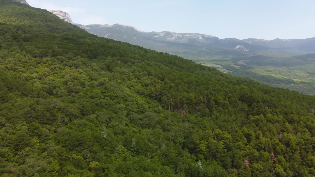 从空中看青山绿水。来自四轴飞行器的视频视频素材