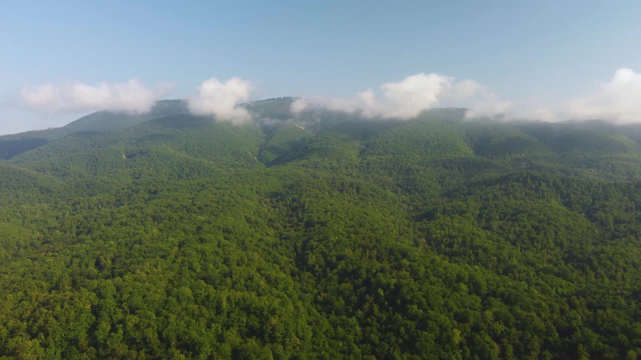 从空中看青山绿水。来自四轴飞行器的视频视频素材