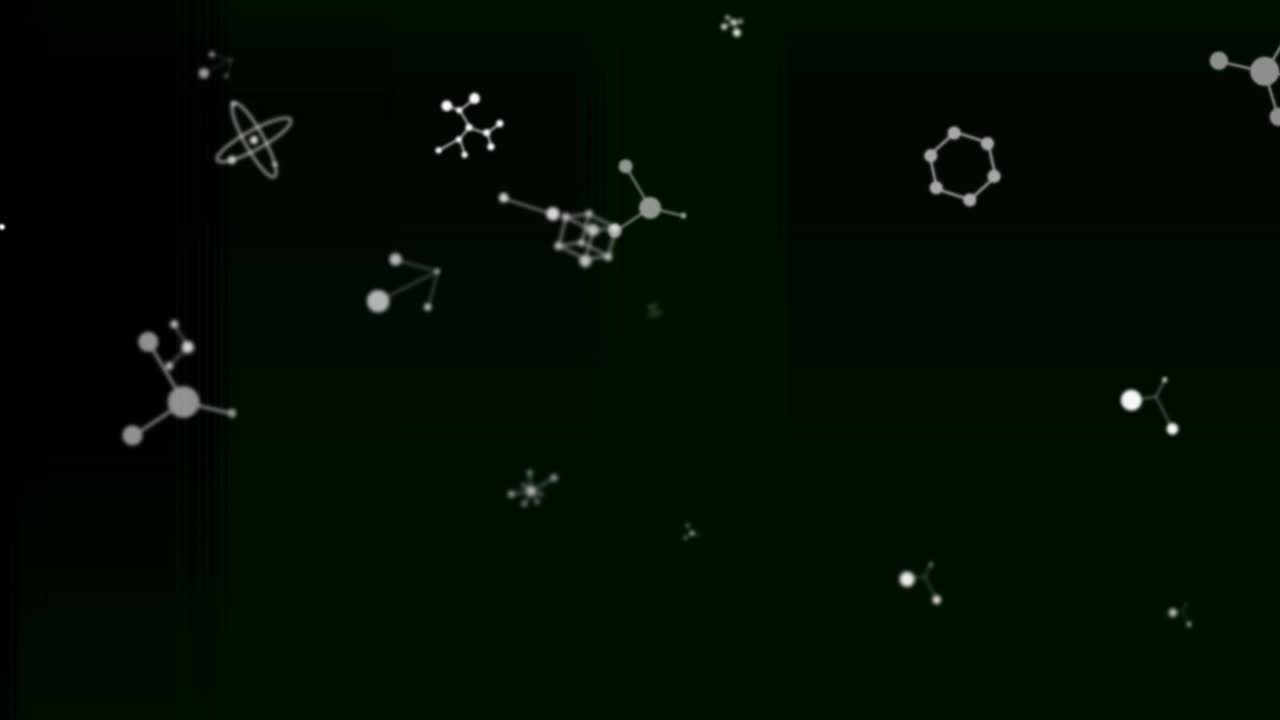 黑色背景上的分子结构和数学方程上的冠状病毒文本横幅视频素材