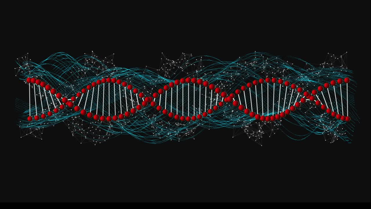 dna链在连接网络上旋转的动画视频素材