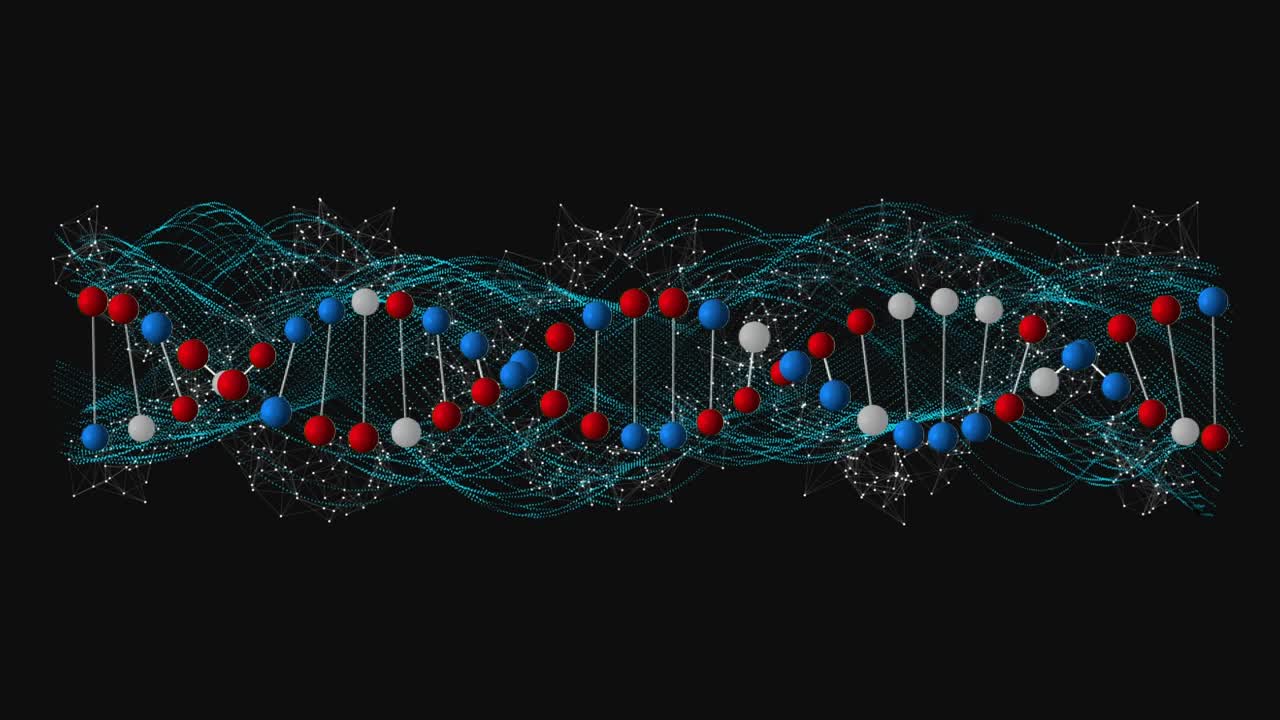 动画的dna链旋转的数字接口和地球仪视频素材