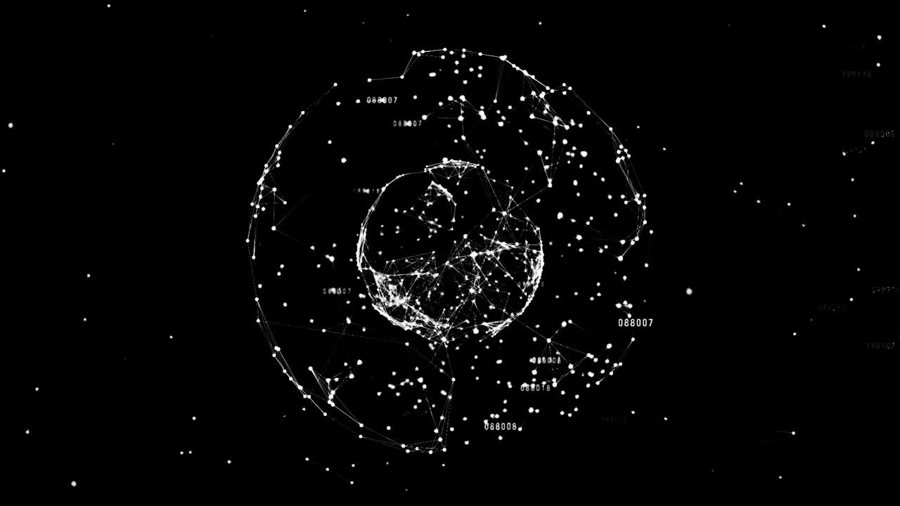 动画的地球上的网络连接在黑色的背景视频素材