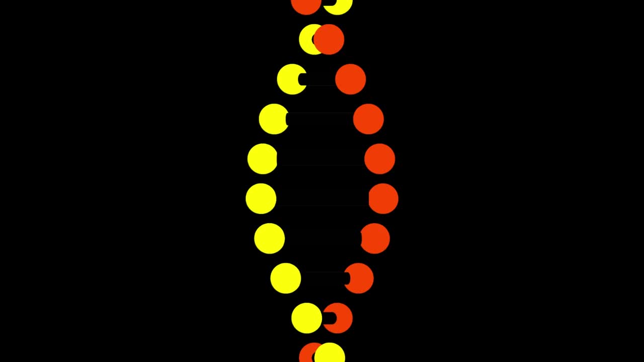 旋转3d模型dna链的动画，在黑色背景上视频素材