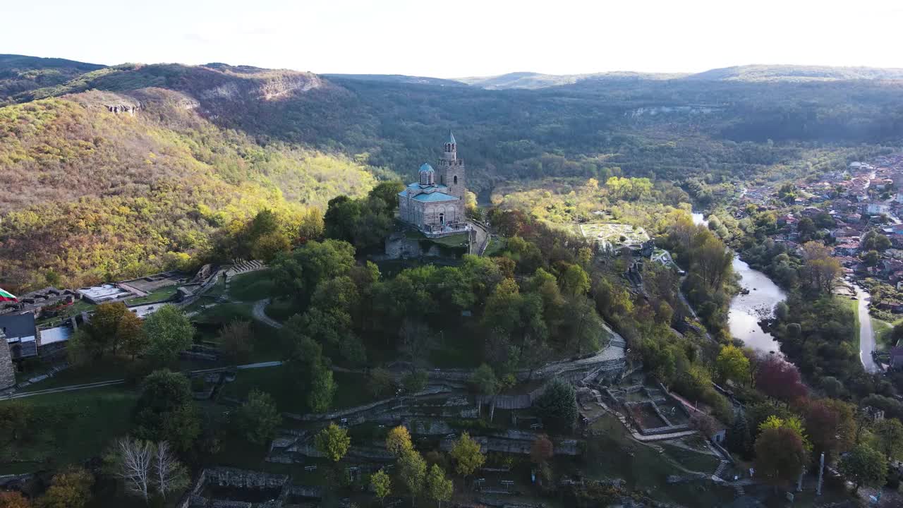 保加利亚第二帝国的首都，中世纪要塞Tsarevets, Veliko Tarnovo，保加利亚视频素材