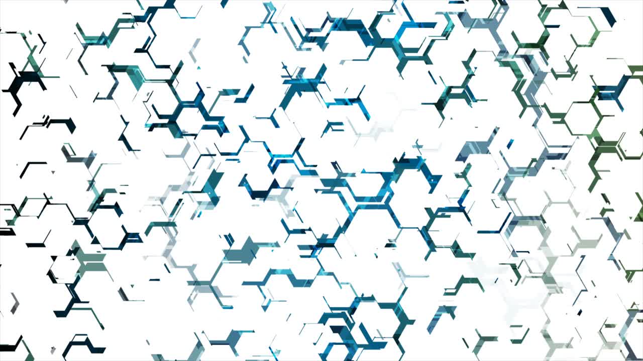 抽象蓝绿科技六边形图案运动背景视频素材