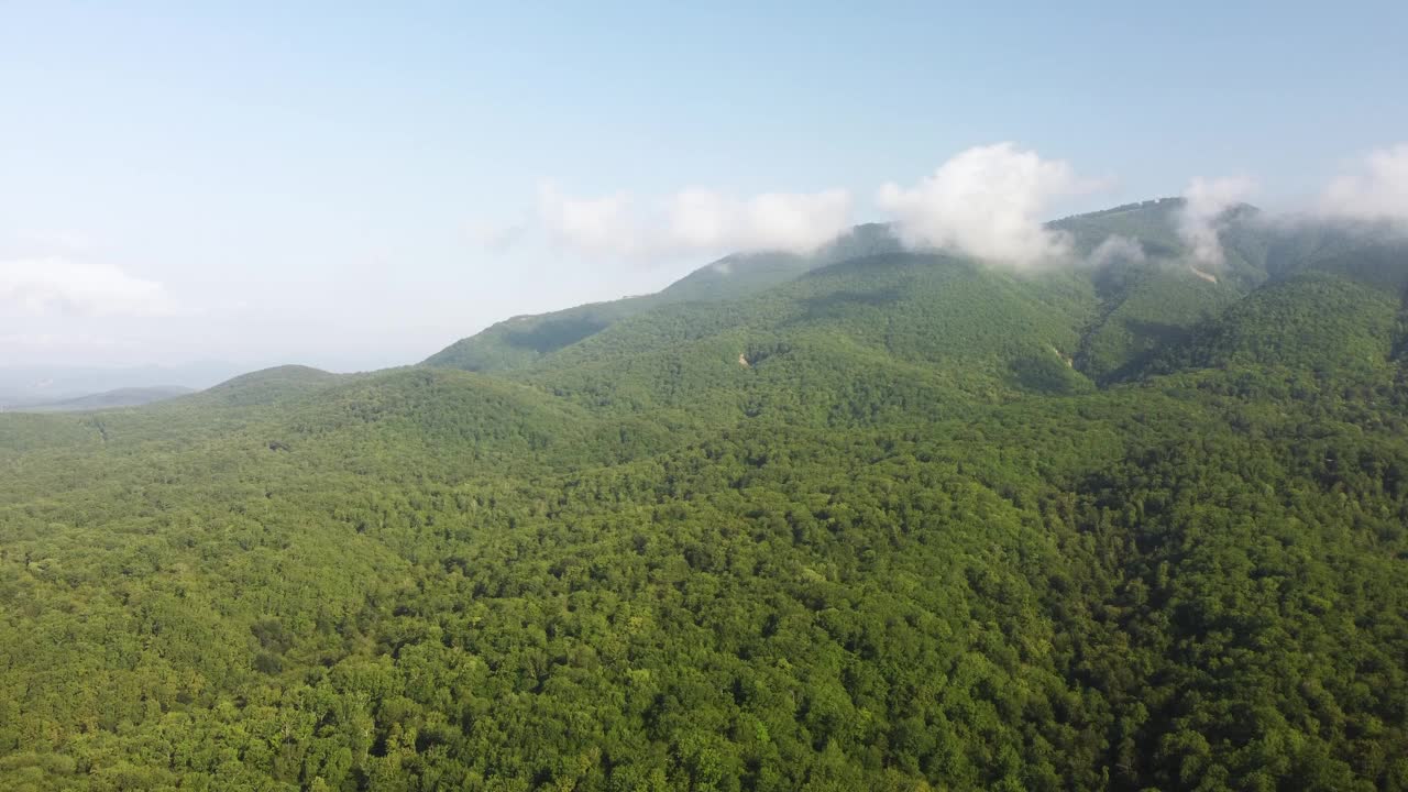 从空中看青山绿水。来自四轴飞行器的视频视频素材