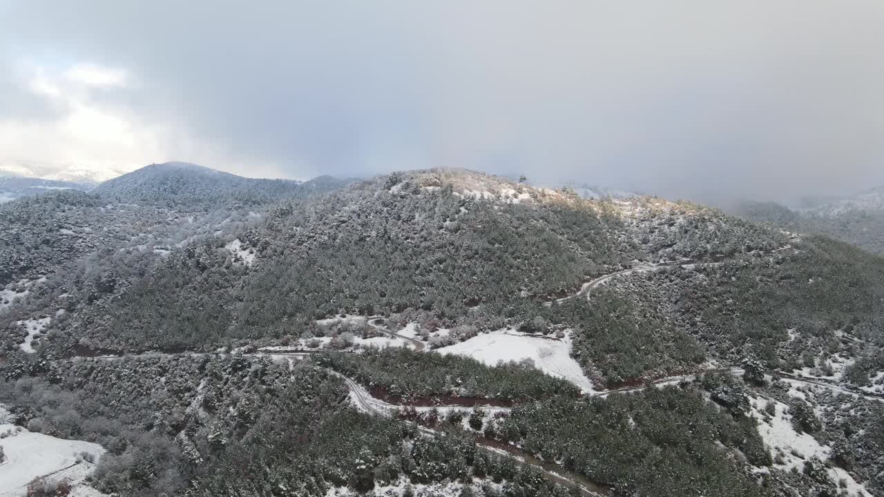 冬季森林高山鸟瞰图雪视频素材