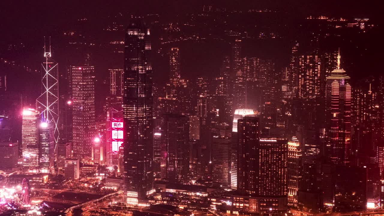 香港中环金融区夜景视频素材