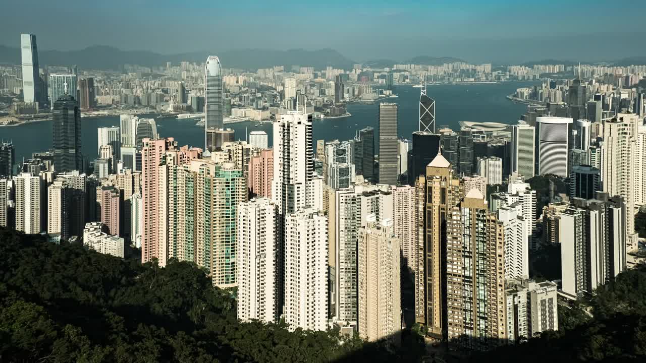 从太平山到香港城市的白天到夜晚的时间流逝视频素材