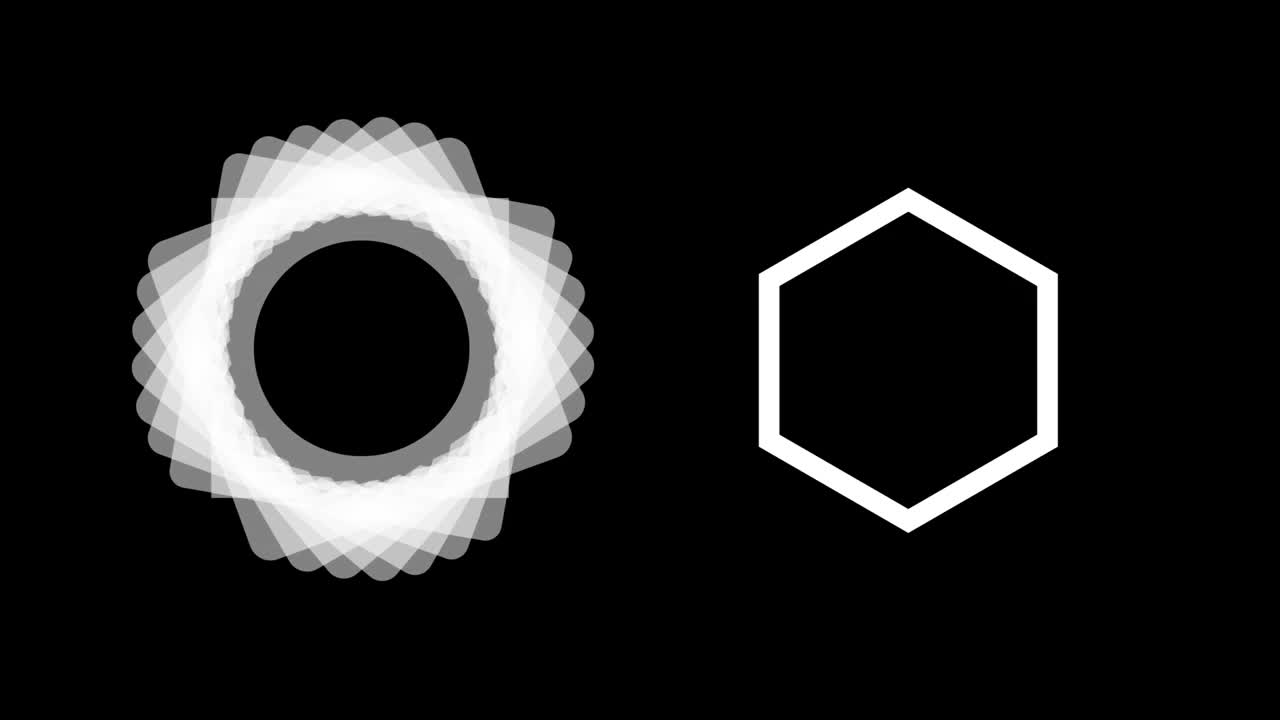 数字动画抽象几何形状旋转黑色背景视频素材