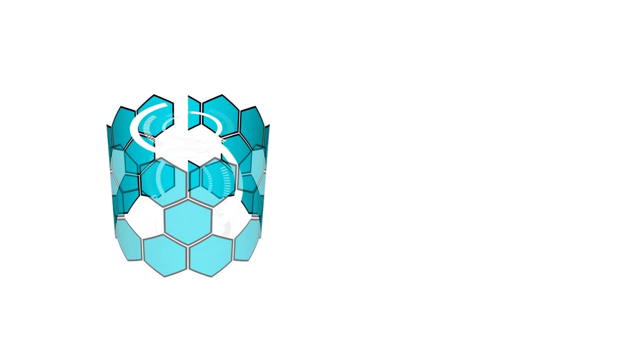 数字动画的六角形旋转和旗帜图标对白色的背景视频素材