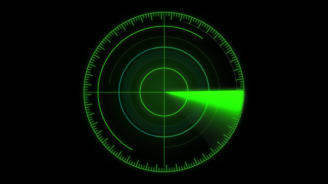 蓝色声纳雷达屏幕搜索线数字技术的运动图形视频素材