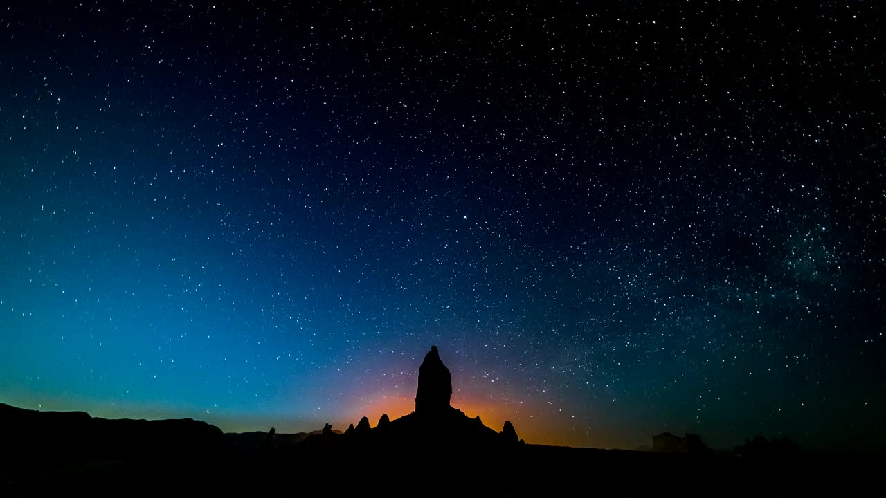 加利福尼亚，Trona Pinnacles上的银河的时间流逝视频素材