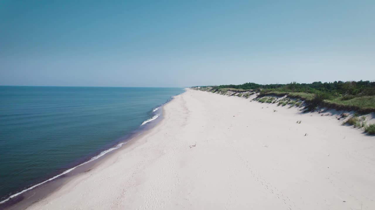 鸟瞰图。波罗的海沿岸风景如画。夏日和荒凉的海滩视频素材