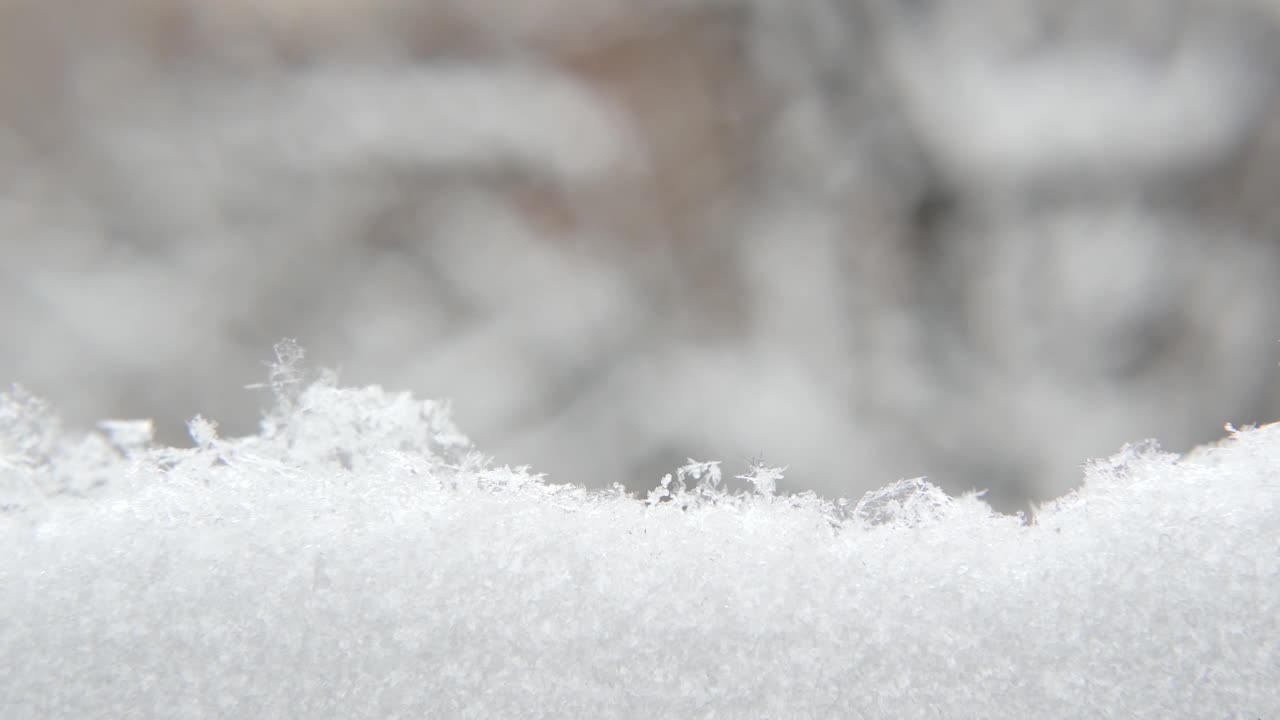 洁白的雪花飘落在冬天，圣诞雪花飘落在冬天。视频素材