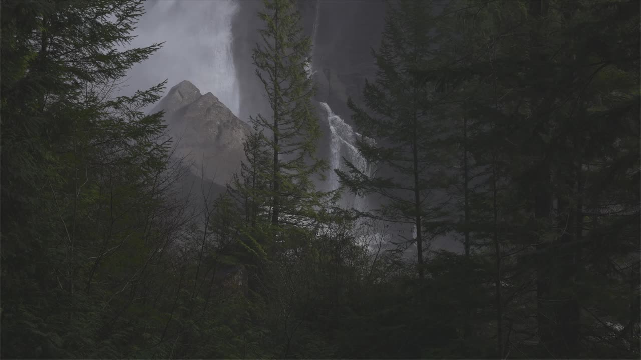 在一个阳光明媚的冬日，香农瀑布和水流从峡谷倾泻而下。视频素材