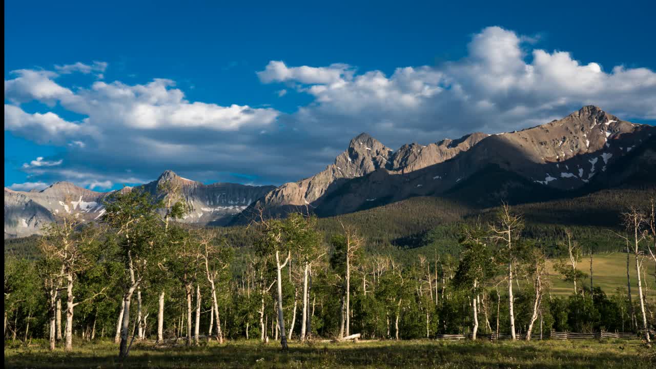 圣胡安山脉的山峰附近的Ridgway和特留莱德，科罗拉多州视频素材