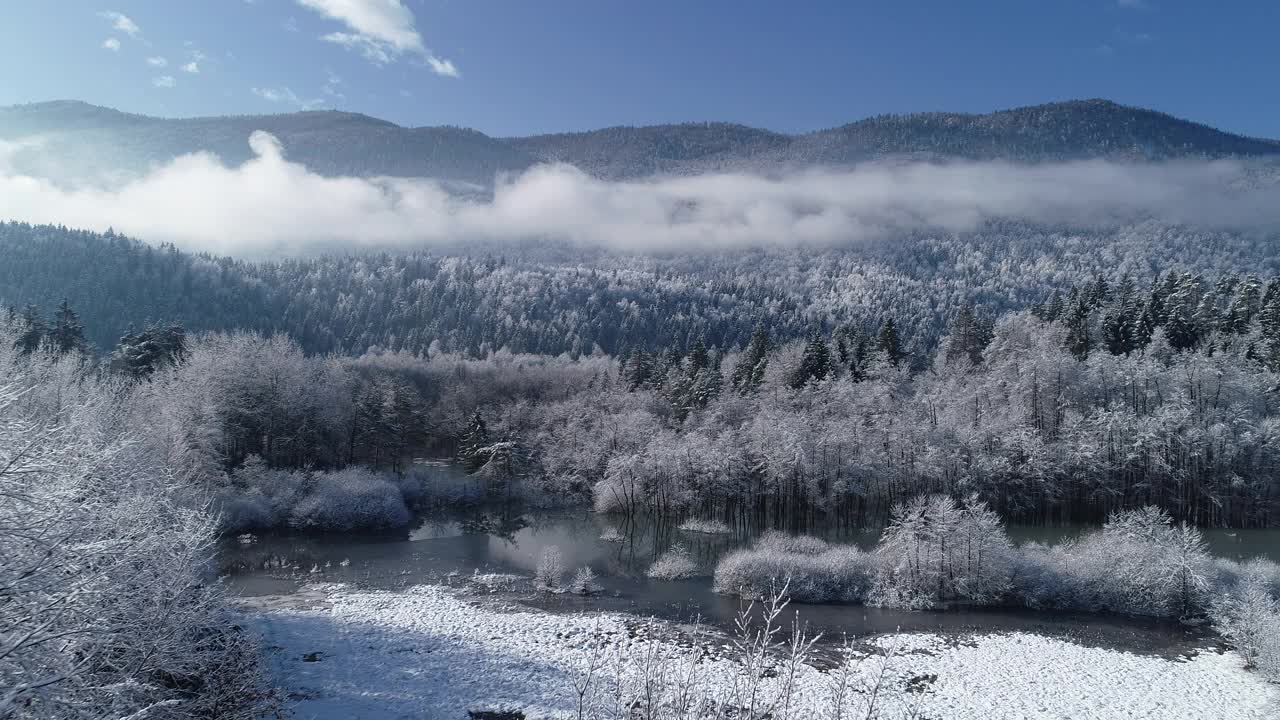 无人机视角下的田园冬季景观视频素材