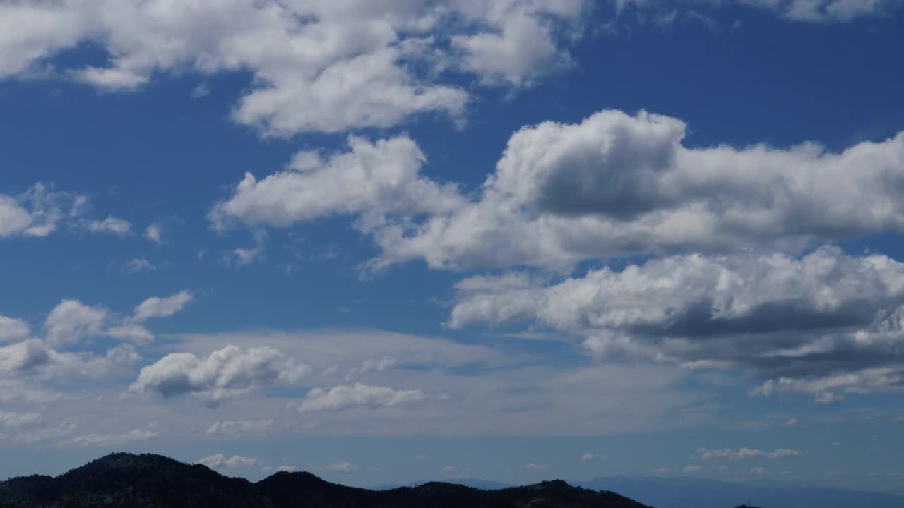 4K天空时间流逝，美丽的背景，天空摩天大楼的时间流逝，蓝天白云和阳光视频素材