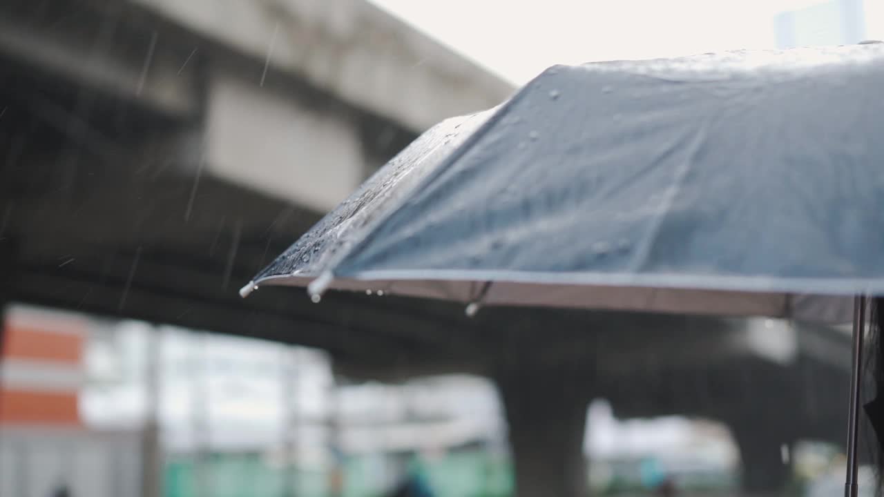 雨中伞，慢镜头视频素材