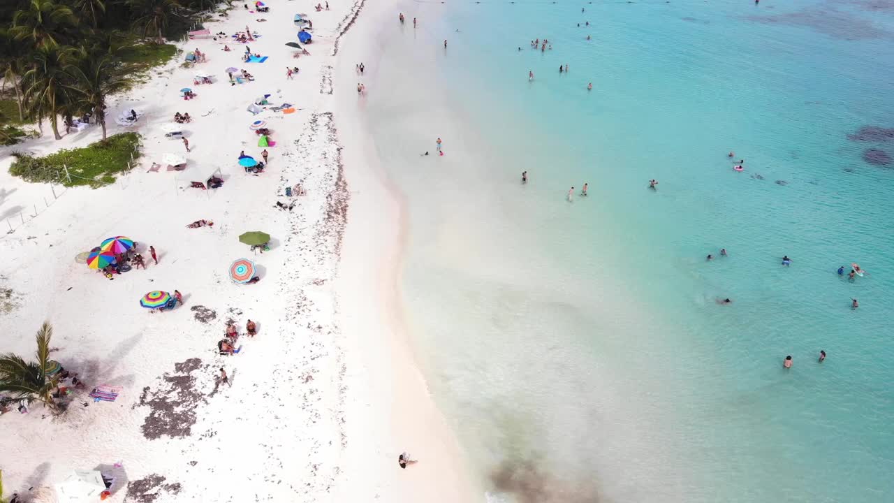 在加勒比海岸的流行海滩，粉红色的沙子视频素材