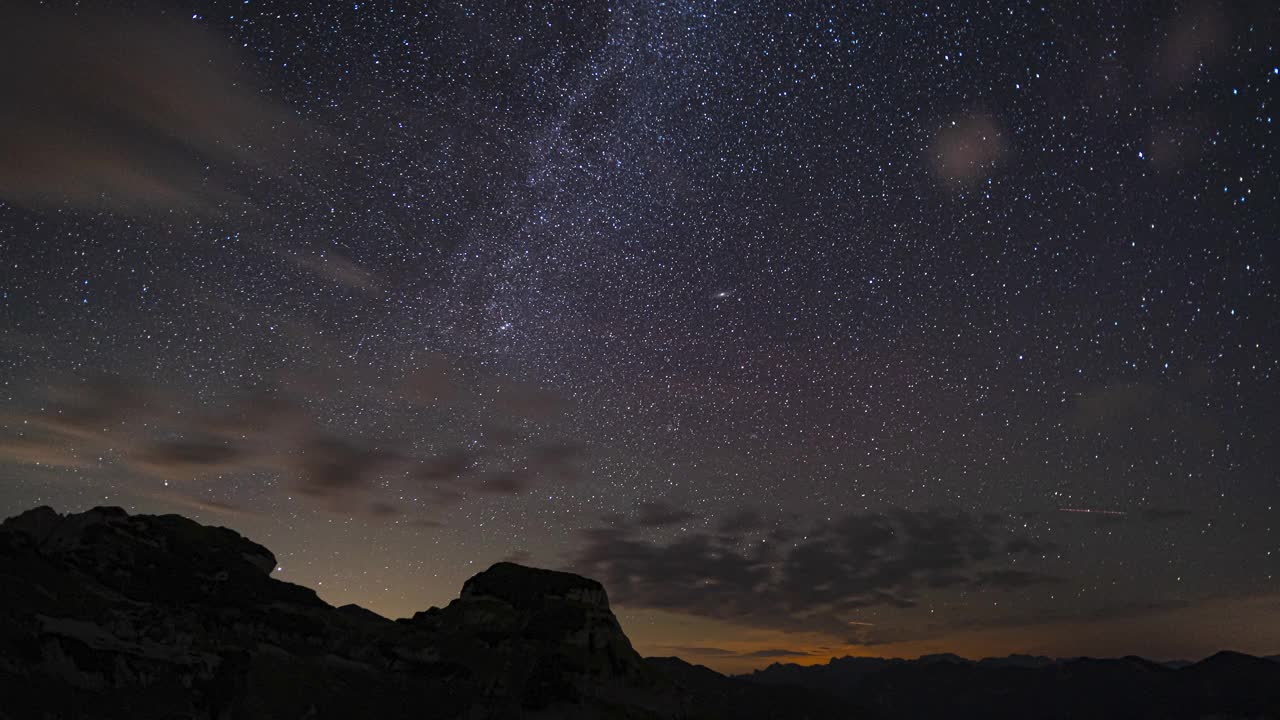 4k时间间隔的夜空与星星和英仙座视频素材