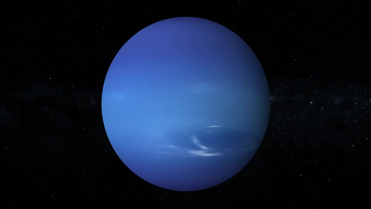 在外太空旋转的海王星。海王星环视频素材