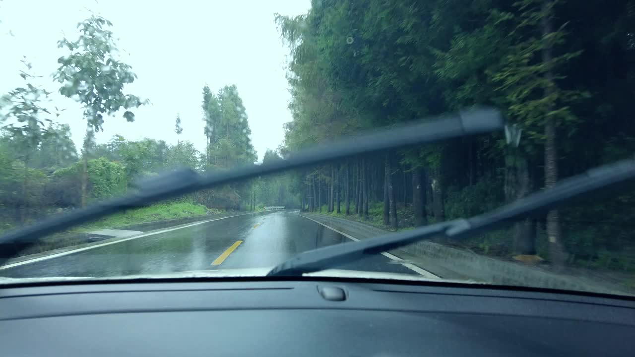 下雨天在乡间路上行驶视频素材