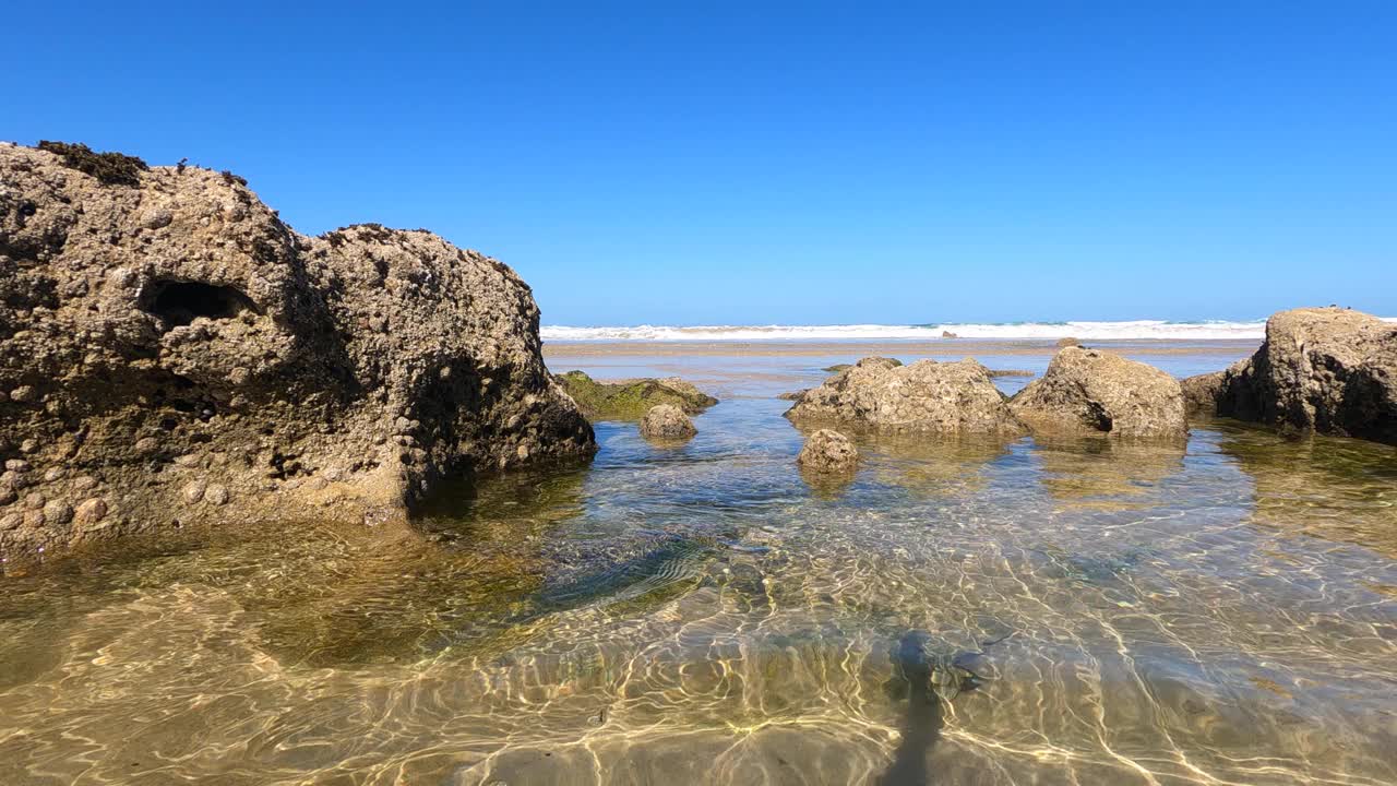 海滩-沙子-岩石-海洋-海洋视频素材