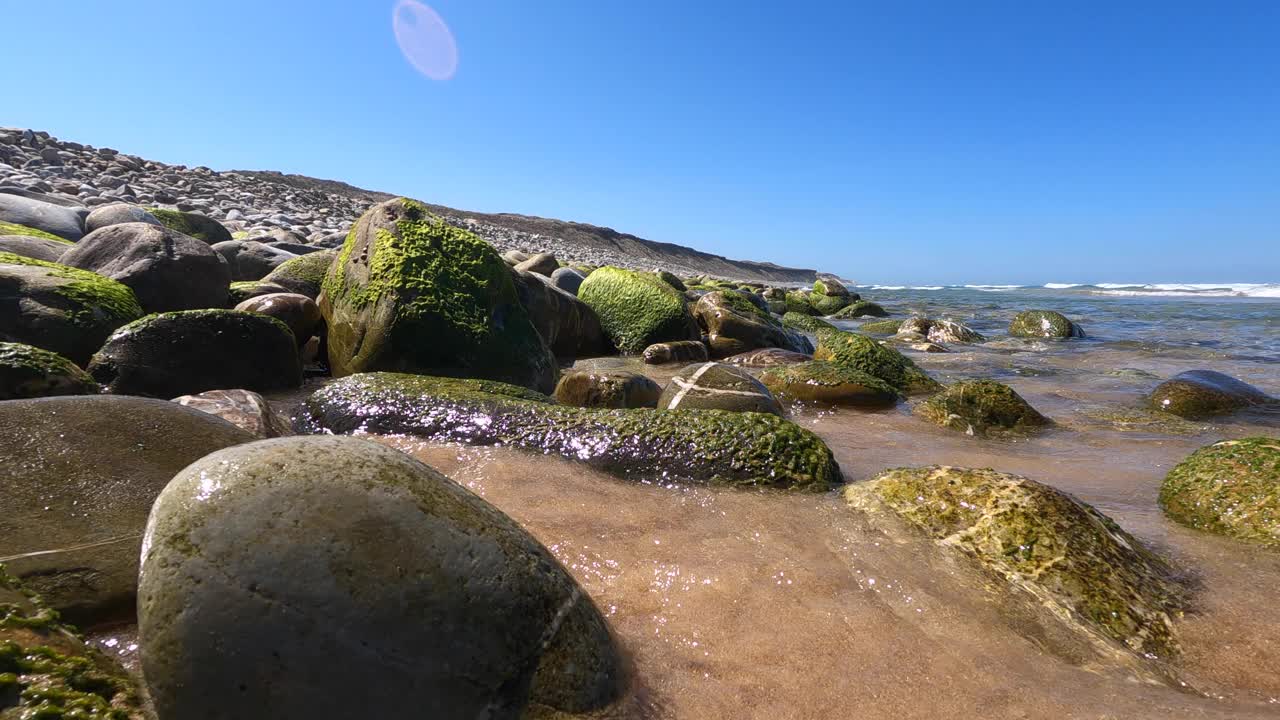 海滩-沙子-岩石-海洋-海洋视频素材