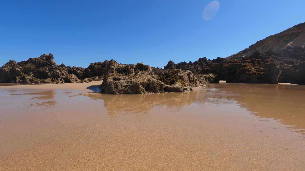 海滩-沙子-岩石-海洋-海洋视频素材