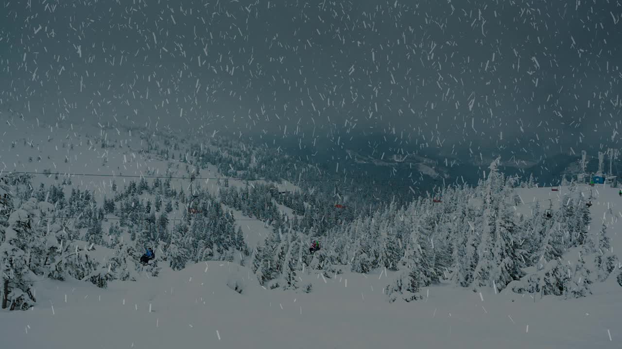 冰雪覆盖的树木构成了美丽的冬季景观。冬天的山。视频素材