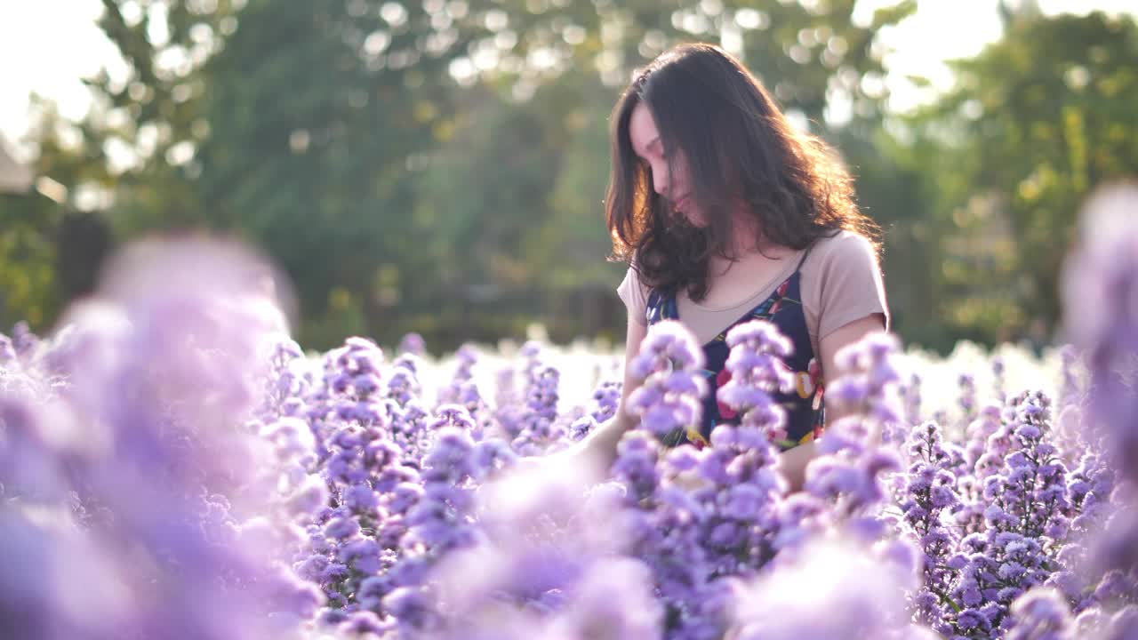 闻花的女人视频素材