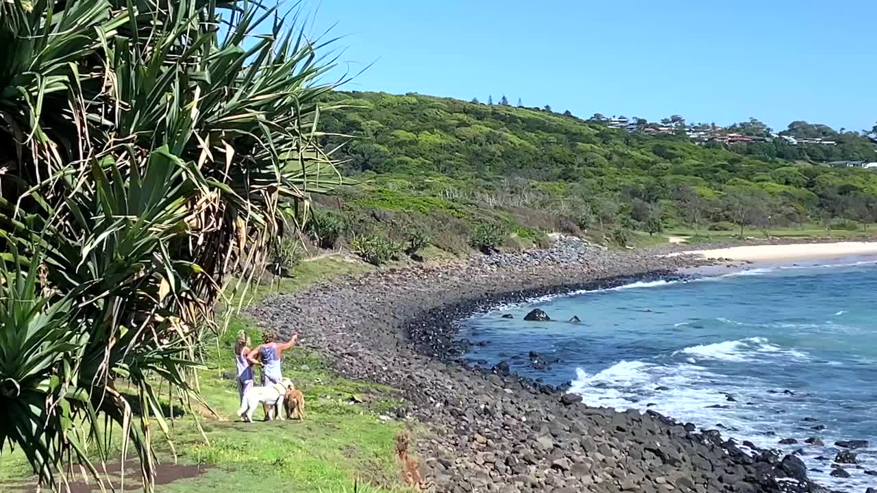 海岬瞭望的海滩景色视频素材