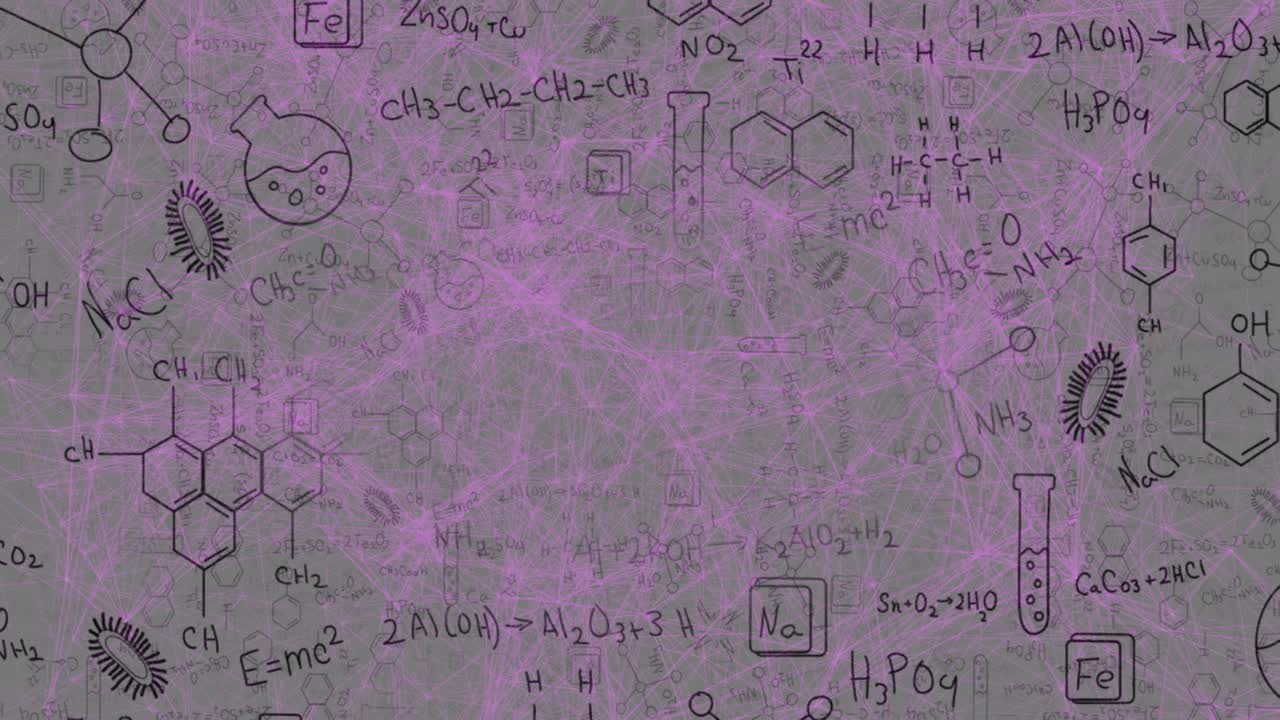 灰色背景下连接网络和数学方程的动画视频素材