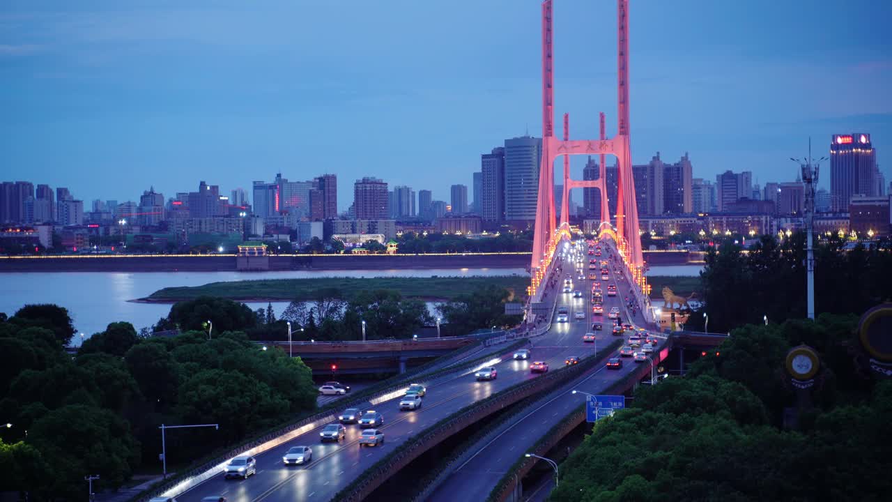 夜景大桥高速公路车辆繁忙视频素材