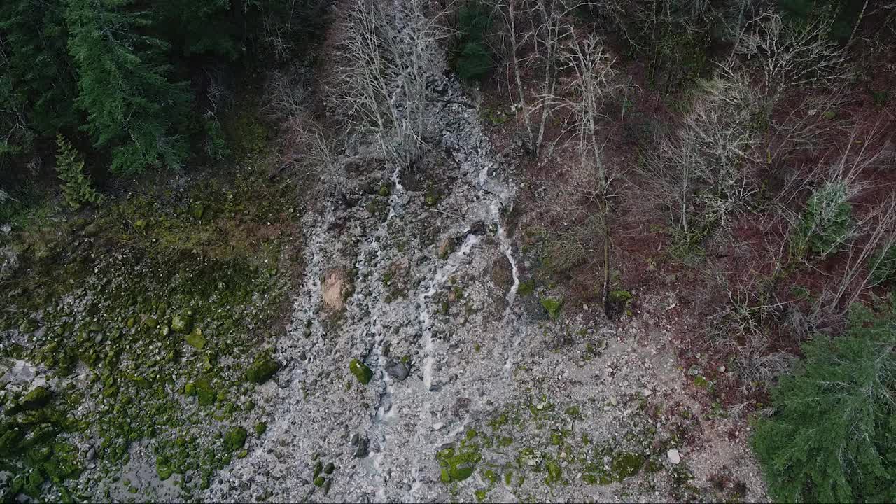 落基山脉之间流向河流的小溪视频素材