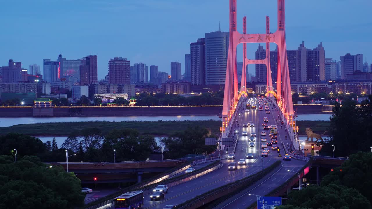 夜景大桥高速公路车辆繁忙视频素材