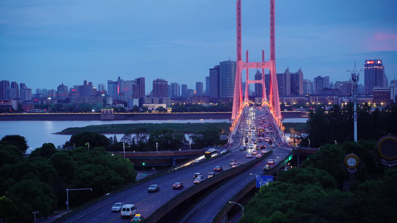 夜景大桥高速公路车辆繁忙视频素材