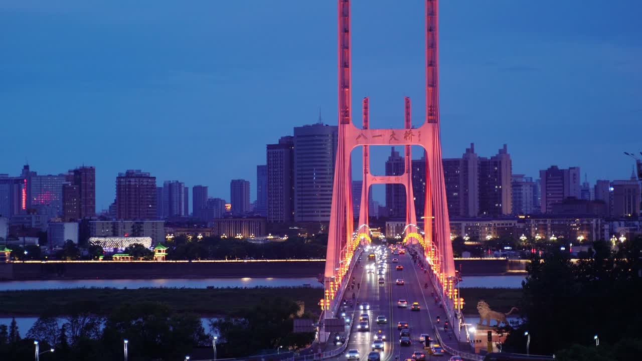 夜景大桥高速公路车辆繁忙视频素材