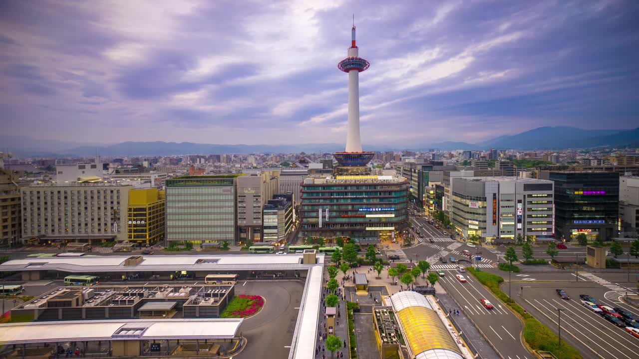 城市天际线京都日本在时间流逝视频素材