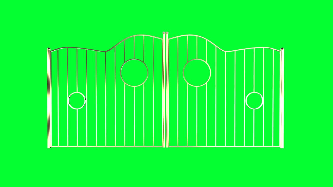 在4k绿色屏幕上以3d风格打开和关闭金门视频素材
