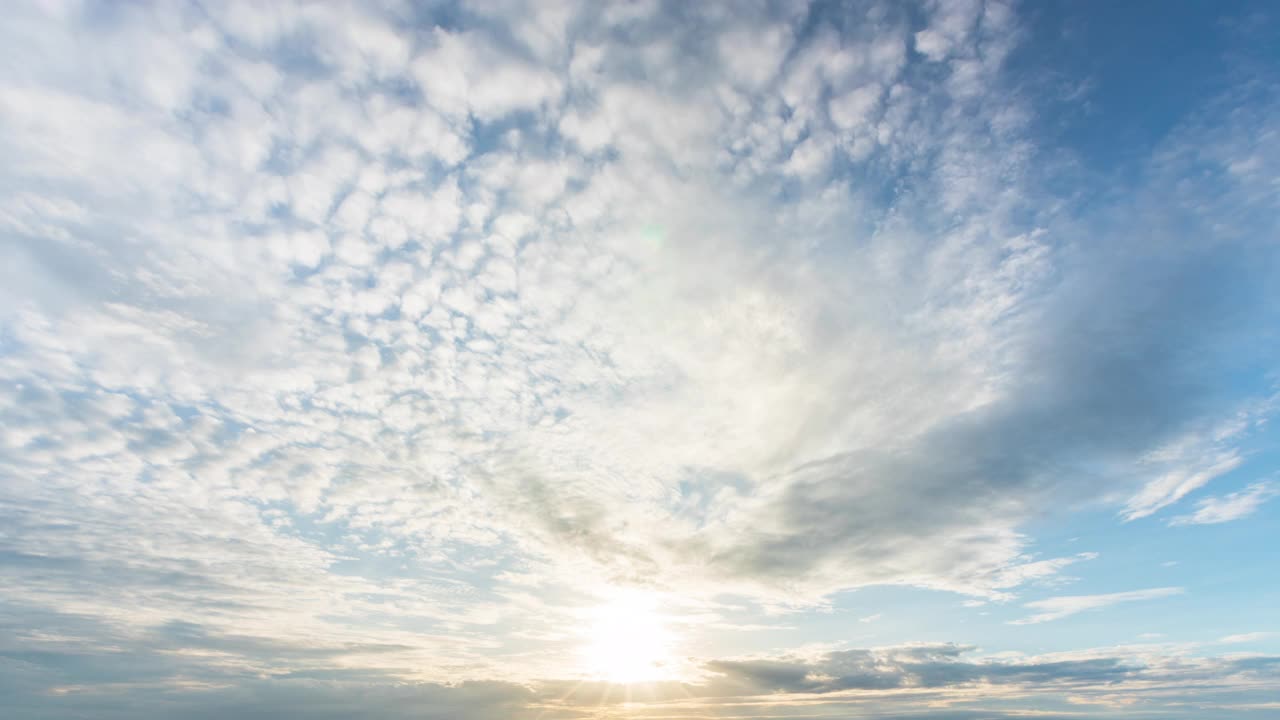 日落时光流逝，自然背景太阳，天空和云彩视频素材