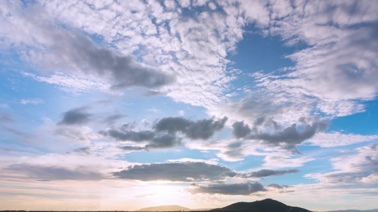 日落时光流逝，自然背景太阳，天空和云彩视频素材