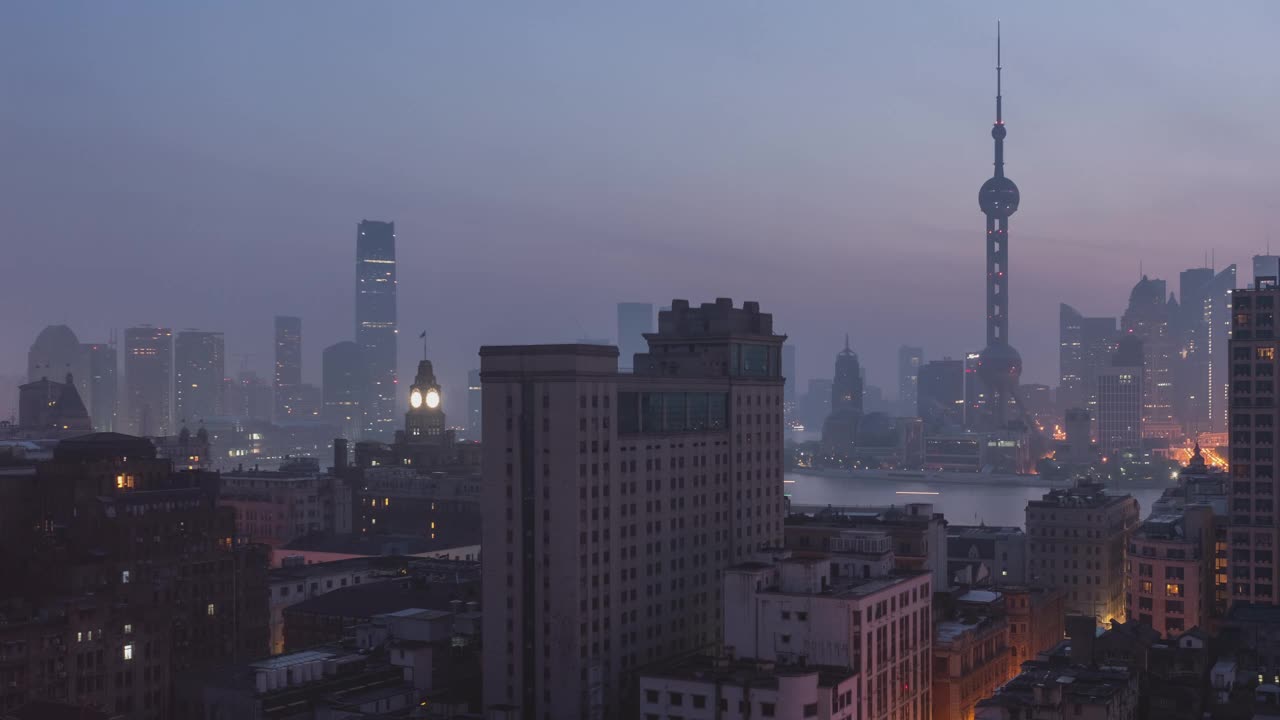 日日夜夜的城市风光，时光流逝视频素材