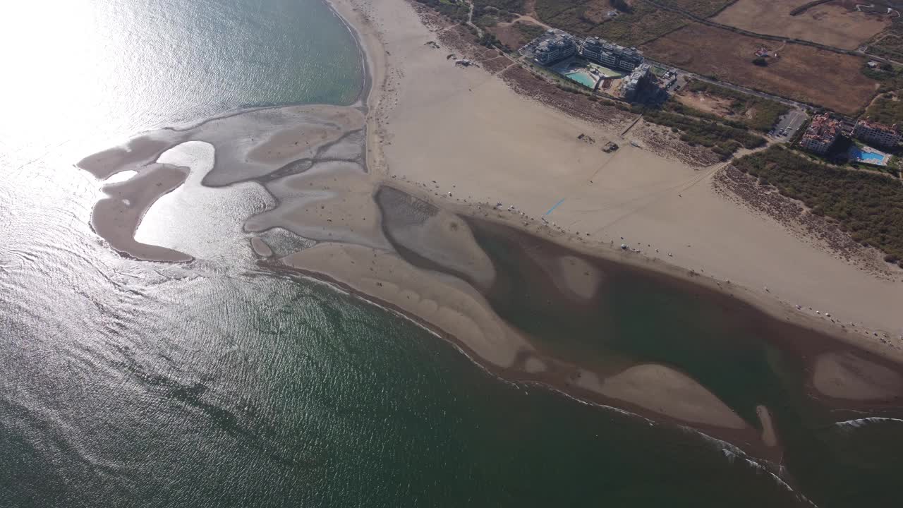 Isla Canela海滩和瓜迪亚纳河口的全景视频素材