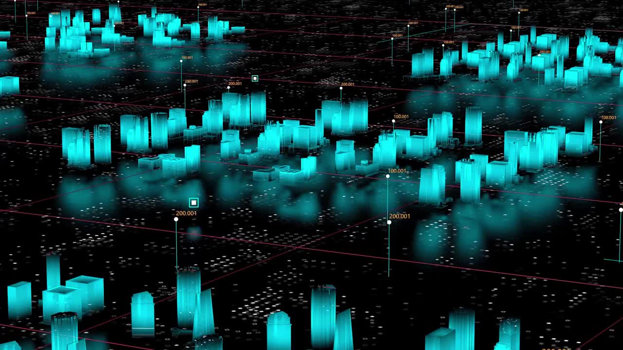 全息城市(3d渲染)视频素材