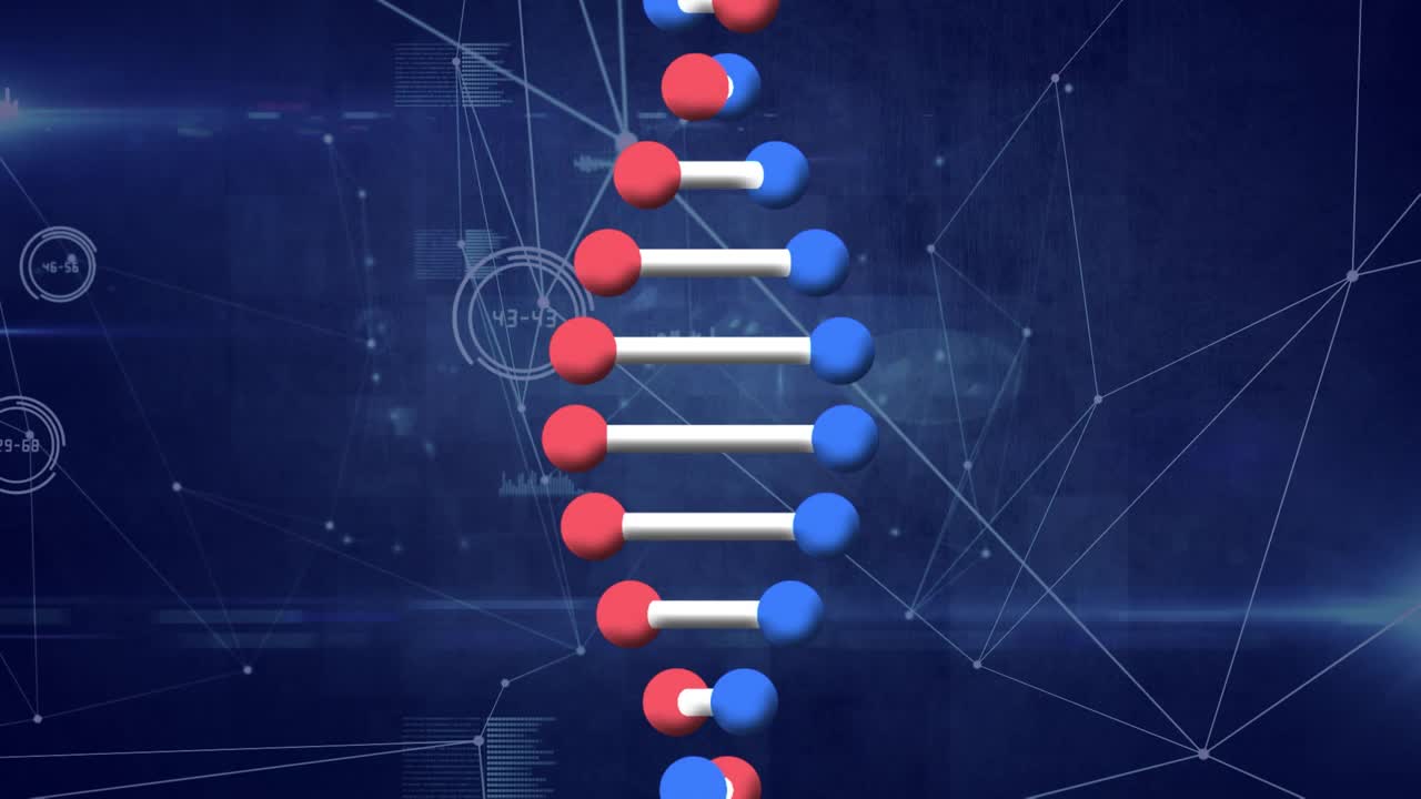 在连接网络上的dna链动画视频素材