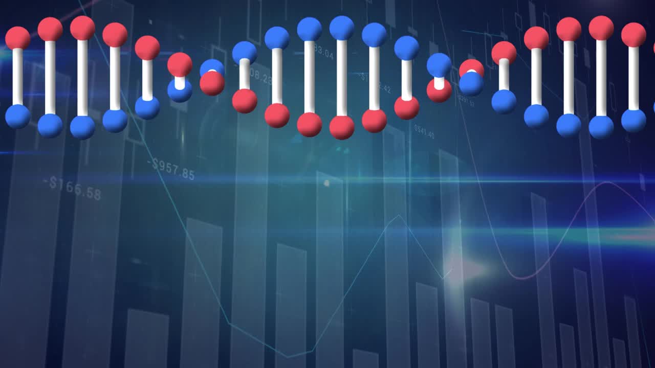 数据处理上的dna链动画视频素材