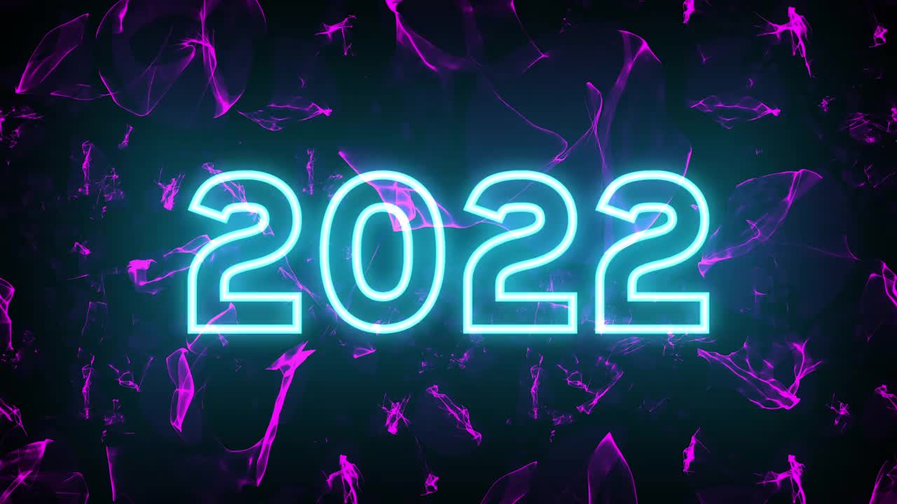 运动背景上的2022霓虹灯文本视频素材